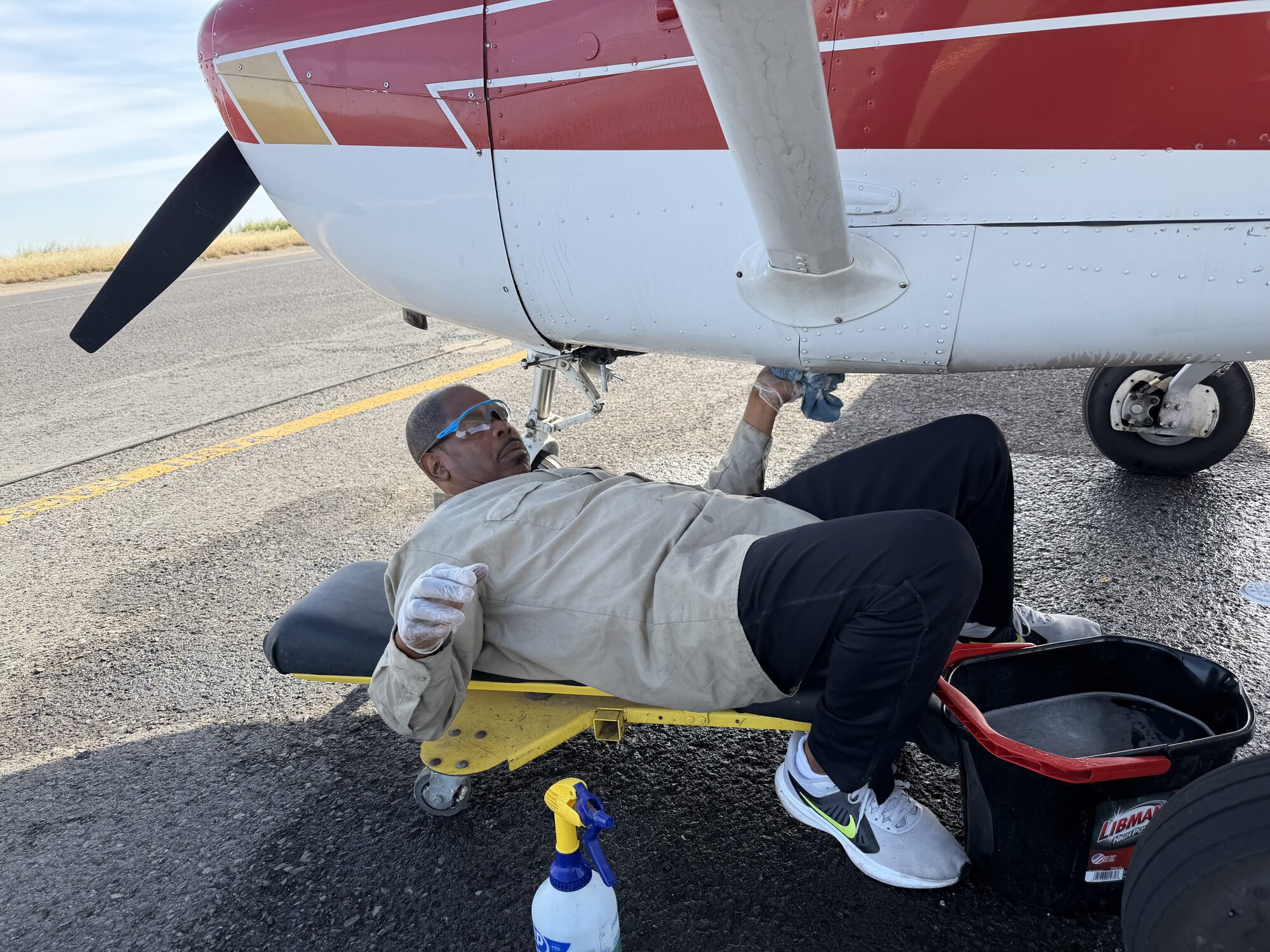 R.C. Anderson detailing a Cessna aircraft — hands-on professional work