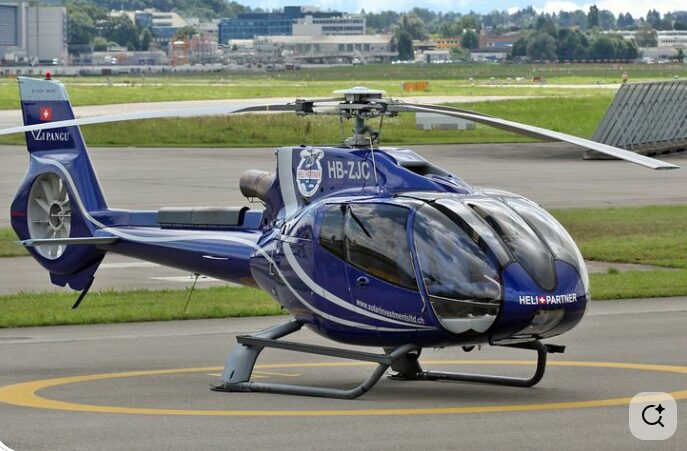 Freshly detailed EC120 helicopter on the ramp